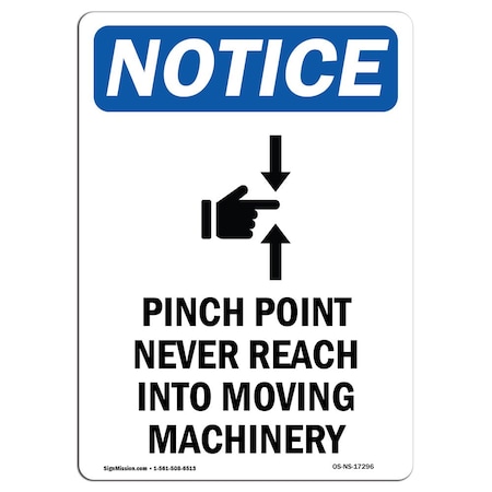 Signmission OSHA Sign, Pinch Point Never With Symbol, 5in X 3.5in Decal, 10PK, 3.5" W, 5" L, Portrait, PK10 OS-NS-D-35-V-17296-10PK